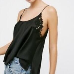 Free People Woah Applique Cami Black Size Small